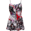 Ladies Grey Multicolor Patterned Tunic Dress Smocking Waist - Dresses - $10.75 