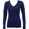 Ladies Navy Blue Long Sleeve Thermal Top V-Neck - Long sleeves t-shirts - $8.70 