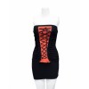 Ladies Orange Black Corset Laced Style Strapless Dress Crimped Mid - Dresses - $32.00 