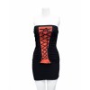 Ladies Orange Black Corset Laced Style Strapless Dress Crimped Mid - Haljine - $32.00  ~ 203,28kn