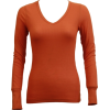 Ladies Orange Long Sleeve Thermal Top V-Neck - Long sleeves t-shirts - $8.90 