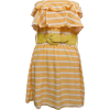 Ladies Orange White Striped Shingled Tube Dress with Belt - Dresses - $12.50  ~ £9.50