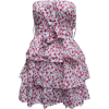 Ladies Pink White Green Floral Print Shingled Tube Dress Bow Tie - 连衣裙 - $10.75  ~ ¥72.03