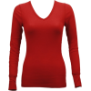 Ladies Red Long Sleeve Thermal Top V-Neck - Long sleeves t-shirts - $8.70 