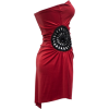 Ladies Red Strapless Beaded Side Opening Tube Dress - Dresses - $33.00 