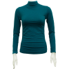 Ladies Teal Blue Seamless Long Sleeve Turtleneck Top - Long sleeves t-shirts - $12.90 