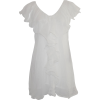 Ladies White Chiffon Dress Ruffle Neckline, White Lining - Dresses - $15.90 
