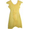 Ladies Yellow Chiffon Dress Ruffle Neckline, White Lining - Dresses - $18.25 