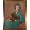 Lady And Her Dachshunds  1981 painting - Objectos - 