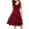 Laksmi Women's Casual V Neck Sleeveless A Line Cocktail Party Swing Dress - Dresses - $15.00 