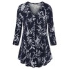 Laksmi Womens Floral Tunic Tops 3/4 Sleeve V Neck Pleated Casual Tunic Blouse - チュニック - $29.99  ~ ¥3,375