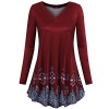 Laksmi Womens Long Sleeve Tunic Floral Print Flowy A Line Loose Casual Shirt Tops - Shirts - $59.99 
