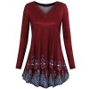 Laksmi Womens Long Sleeve Tunic Floral Print Flowy A Line Loose Casual Shirt Tops - Košulje - kratke - $59.99  ~ 51.52€