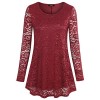 Laksmi Womens Sheer Long Sleeve Blouse Scoop Neck A Line Floral Lace Casual Tunic Shirts - Srajce - kratke - $39.99  ~ 34.35€