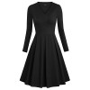 Laksmi Womens Solid V Neck Long Sleeve Empire Waist Pleated Loose Casual Midi Dress - 连衣裙 - $49.99  ~ ¥334.95