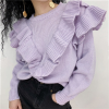 Laminated decorative ruffled knit sweate - Pullovers - $35.99 