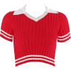 Lapel striped short crop sweater - 半袖衫/女式衬衫 - $19.99  ~ ¥133.94