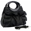 Large Bowknot Ruffle Double Handle Leatherette Satchel Hobo Handbag w/Shoulder Strap Black - 手提包 - $29.99  ~ ¥200.94