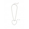 Large Open Rhinestone Heart Necklace with Stud Earrings - Earrings - $6.99 