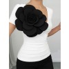 Large black bow white top - Srajce - kratke - 