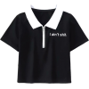 Large lapel contrast color short letter - Camisas - $19.99  ~ 17.17€