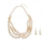 Layered Faux Pearl Beaded Necklace with Earrings - Brincos - $6.99  ~ 6.00€