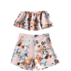Layered Floral Top And Shorts Set  - Vests - $12.99 