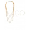 Layered Metallic Necklace and Hoop Earrings - Earrings - $6.99 
