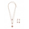 Layered Rhinestone Necklace with Stud Earrings - Earrings - $5.99 