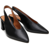 Leather Black Slingback Heeled Shoes - Zapatos clásicos - 