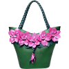 Leather Flower Decoration Bucket Bag - Bolsas pequenas - 