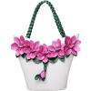 Leather Flower Decoration Bucket Bag - Carteras - 