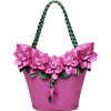 Leather Flower Decoration Bucket Bag - Сумочки - 