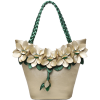 Leather Flower Decoration Bucket Bag - Torbice - 