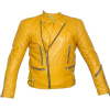 Leather Skin Quilted Yellow Biker Motorc - Jacket - coats - 