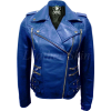 Leather Skin Women Blue Brando Biker Mot - Jaquetas e casacos - 