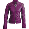 Leather Skin Women Purple Quilted Gold - Kurtka - 