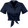 Lena hoschek tie cropped blouse - 半袖衫/女式衬衫 - 