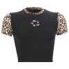 Leopard print contrast tight-fitting cot - Camisa - curtas - $19.99  ~ 17.17€