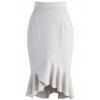 Light Gray Suede Skirt - Suknje - 