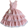 Light Pink Layered Lace Lolita Dress - sukienki - 