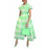 Lime green plaid dress - Платья - 