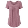 Lingfon Women's Short Sleeve V Neck Pleated Front Tunic Shirt - Shirts - $39.99 