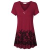Lingfon Women's V Neck Short Sleeve Vintage Floral Printed Comfy Tunic Shirt - Shirts - $39.99 