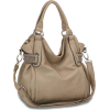 Linked-chain Accents Top Double Handle Daybag Soft Hobo Office Tote Satchel Shoulder Bag Handbag Purse Beige - Hand bag - $39.50 