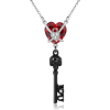 Lock and Key Necklace skull garnet heart - Ожерелья - $99.00  ~ 85.03€