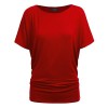Lock and Love LL Womens Boat Neck Short Sleeve Top with Side Pleats - Made in USA - Shirts - $25.64 