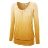 Lock and Love LL Womens Ombre Long Sleeve Front and Back Shirring Raglan Top - Made In USA - Рубашки - короткие - $18.50  ~ 15.89€