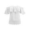 Lock and Love Womens Off Shoulder Ruffled Top with Lace Trim - Рубашки - короткие - $24.21  ~ 20.79€