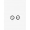 Logo Button Silver-Tone Earrings - Earrings - $85.00  ~ £64.60